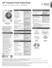 Bosch WTW87NH1UC Product Spec Sheet