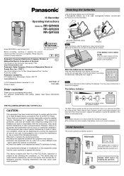 Panasonic RRQR400 RRQR100 User Guide