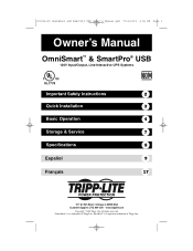 Tripp Lite OMNISMART1050 Owner's Manual for OmniSmart SmartPro USB 932141