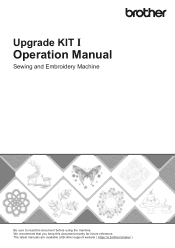 Brother International Innov-is XJ1 Operation Manual for Premium Pack I Upgrade KIT I