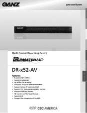 Ganz Security DR-8M52-AV DIGIMASTER DR-xM52-AV Specifications