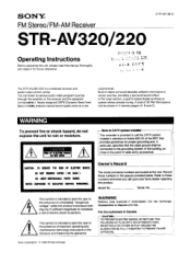 Sony STR-AV320 Operating Instructions