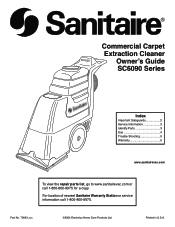 Eureka Sanitaire 9G Upright Carpet Extractor SC6090A Owners Guide