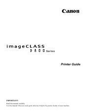 Canon imageCLASS D861 imageCLASS D800 Series Printer Guide