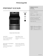 Frigidaire FFEF3052TW Product Specifications Sheet