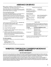 KitchenAid UMV1160CS Warranty Information