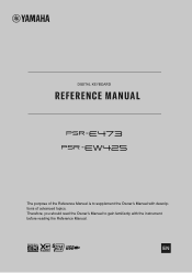 Yamaha PSR-E473 PSR-E473/PSR-EW425 Reference Manual