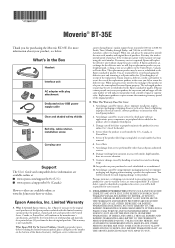 Epson Moverio BT-35ES Warranty and Accessory list