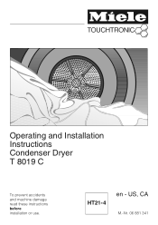 Miele T 8019 Ci Operating and installation manual