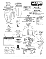 Waring BB180 Parts List and Exploded Diagram