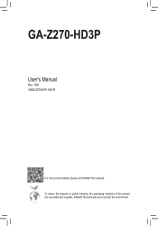 Gigabyte GA-Z270-HD3P Users Manual