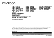 Kenwood KDC-BT340U Instruction manual