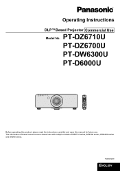 Panasonic PT-D6000US Operating Instructions