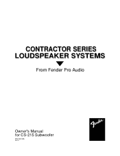 Fender CS-215 Owners Manual