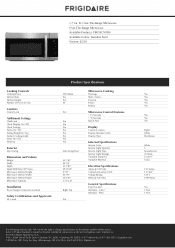 Frigidaire FMOS1745BS Product Specifications Sheet