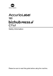 Konica Minolta AccurioLabel 190 bizhub PRESS C71cf/AccurioLabel 190 Safety Information Guide