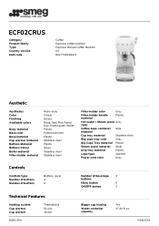Smeg ECF02CRUS Product sheet