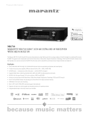 Marantz NR1710 Product Information Sheet