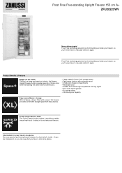 Zanussi ZFU20223WV Specification Sheet