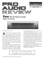 Rane OPT 88 BB 44X Balance Buddy Pro Audio Review, June 1998