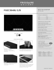 Frigidaire FGEC3648US Product Specifications Sheet