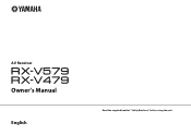 Yamaha RX-V479 RX-V579/RX-V479 Owner s Manual