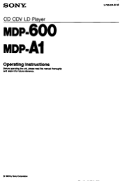 Sony MDP-A1 Primary User Manual