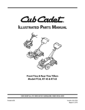 Cub Cadet RT 65 ES Rear-Tine Garden Tiller with Electric Start Parts Manual
