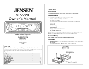 Jensen MP7720 Owners Manual