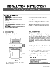 Frigidaire FGMV173KW Installation Instructions (All Languages)