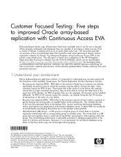 HP StorageWorks EVA4000 Customer Focused Testing: Five steps to improved Oracle array-based replication with Continuous Access EVA (5697-7433, March 200