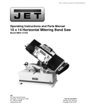 JET Tools MBS-1014W-1 User Manual