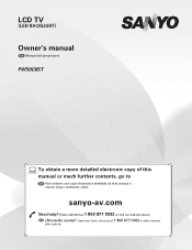 Sanyo FW50C85T Owners Manual