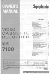 Symphonic 7100 Owner's Manual