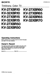 Sony KV-27XBR50 Operating Instructions