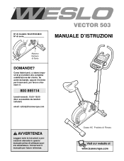 Weslo Vector 503 Bike Italian Manual