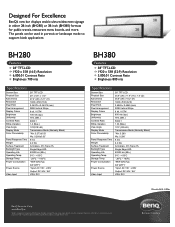 BenQ BH380 BH280/380 Data Sheet