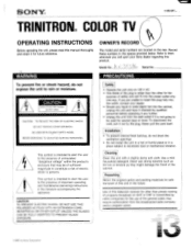 Sony KV-1393R Primary User Manual