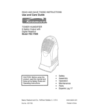 Kenmore 1700 Use and Care Guide