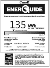 Haier HLTW600AXW Energy Guide Canada