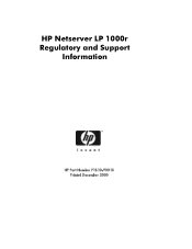 HP D7171A HP Netserver LP 1000r Regulatory and Support Information