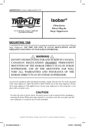 Tripp Lite ULTRAFAX Owner's Manual for Isobar Direct Plug-In Surge Suppressors 931239