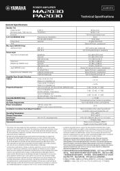 Yamaha MA2030 Technical Specifications
