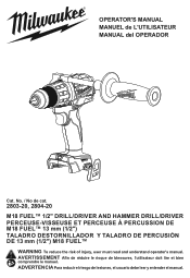 Milwaukee Tool 2803-20 Operators Manual
