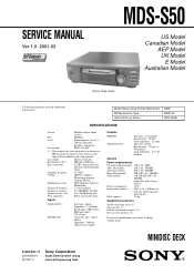 Sony MDS-S50 Service Manual