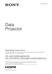 Sony VPLEW276 User Manual (Data Projector)