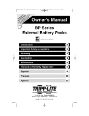 Tripp Lite BP72V28RT-3U Owner's Manual for BP Battery 932487