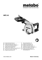 Metabo MFE 40 Operating Instructions
