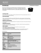 Sony SRS-BTM8 Marketing Specifications (Black model)