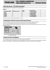 TASCAM US-600 Driver V3.00d8 Release Notes OS X Mavericks and Yosemite only